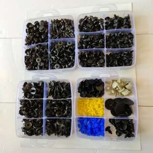 650 piece car body clip kit in a plastic storage box, showing the different types of clips included - Vehicle body fastener