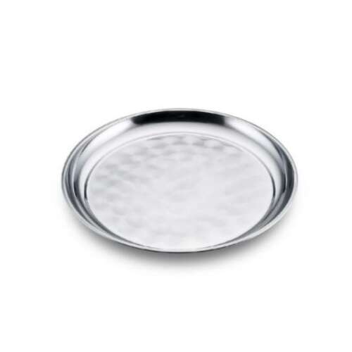 Stainless steel tray, 45 cm, round, hammered