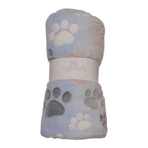 Soffi Baby kék mancsos plüss babatakaró, 75x100cm - Babatakaró