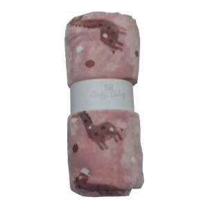 Soffi Baby rózsaszín plüss takaró zsiráf mintával, 75x100cm - Babatakaró