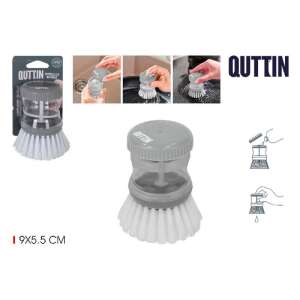 Kefa na umývanie riadu s dávkovačom mydla, značka QUTTIN, sivá, 9x5.5 cm - Čistiace zariadenia