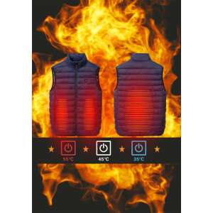 Könnyű, fűthető mellény férfiaknak, 3 különböző hőmérsékleti fokozat, beépített USB kábel, Fekete, 6XL