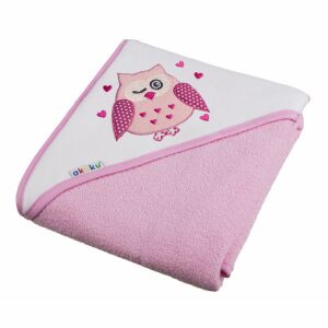 Akuku rosa Babyhandtuch mit Kapuze und Eulenstickerei - Badezubehör