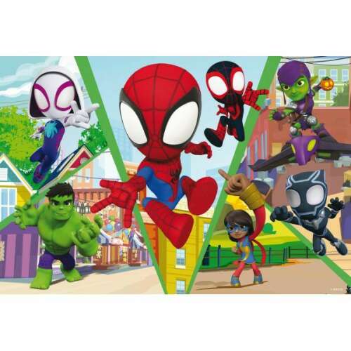 Spidey und seine Superhelden 24-teiliges doppelseitiges Puzzle mit Spidey, Ghost-Spider, Miles Morales, Green Goblin, Hulk und Black Panther