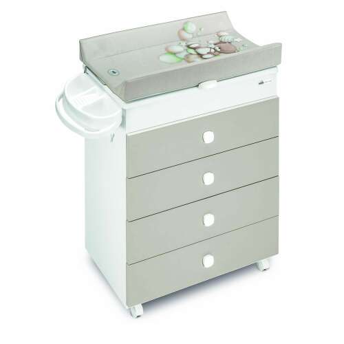 CAM Asia Bianca-Tortora Changing Dresser with 4 Drawers and Bath Tub