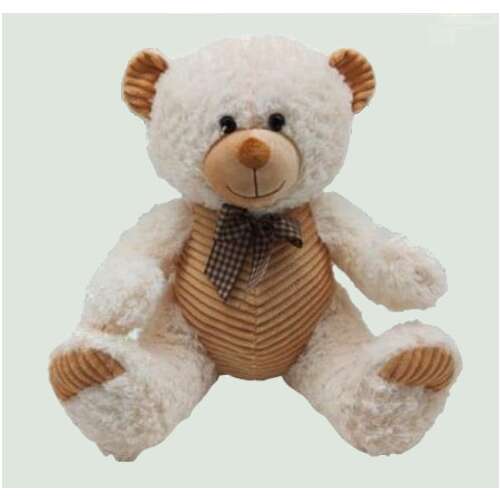 Fehér plüss maci, 40cm, ülő, puha játék, ölelhető játék