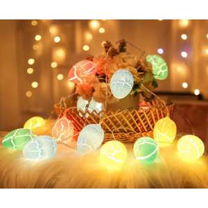 10 LED-es tojás alakú fényfüzér, repedt tojás mintával, meleg fehér, beltéri és kültéri használatra, elemes, tökéletes húsvéti dekorációhoz - Nonbrand Fényfüzér