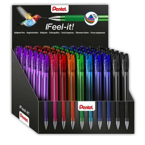 Ballpoint pen with cap 0,35mm, triangle nib Pentel Feel it BX487-5E 60 pcs display