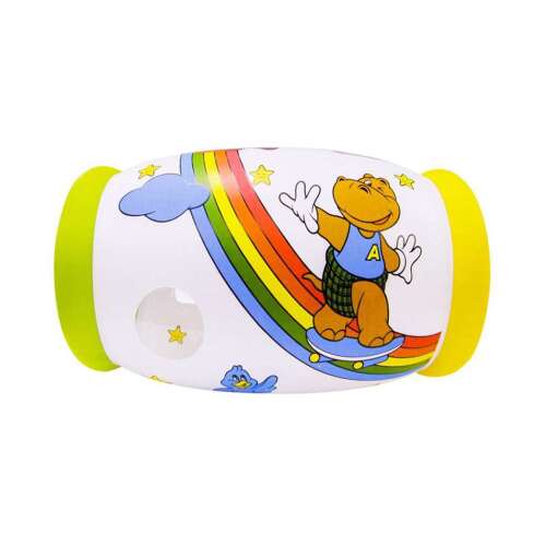 Inflatable baby play cylinder with rainbow and animal design
