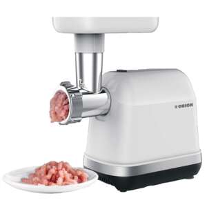 Mașină de tocat carne electrică albă Orion OMG-5003 în funcțiune - Roboți de bucătărie, Mașini de făcut paste, Tocatoare de bucătărie, Mașini de tocat carne și Mixere de mână