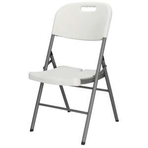 Springos white folding chair, front view - Garden Chair