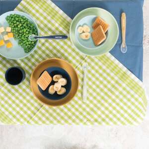Nattou étkészlet szilikon 4 részes pohárral zöld-kék 33668164 Gyerek tányér, evőeszköz, étkészlet