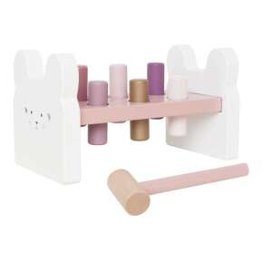 Pasztell fa kalapács játék - nyuszi, rózsaszín- JABADABADO 86114451 Fejlesztő játékok babáknak
