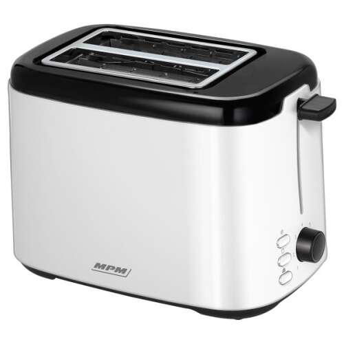 MPM 850W Toaster in Weiß mit schwarzer Oberseite, 2 Scheiben Kapazität