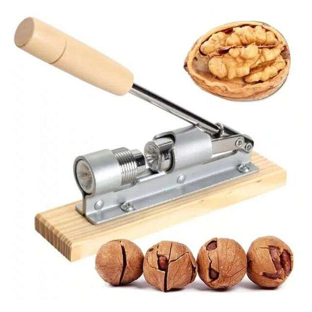 Adjustable Handheld Walnut and Hazelnut Cracker - Steel/Wood