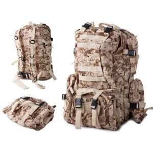 Military Backpack, Tourism, Camping, Cycling, Mountaineering, Adjustable Straps, Capacity 48.5 L, Size 50x55x16cm, Waterproof, Brown 131317778 - Hiking backpack