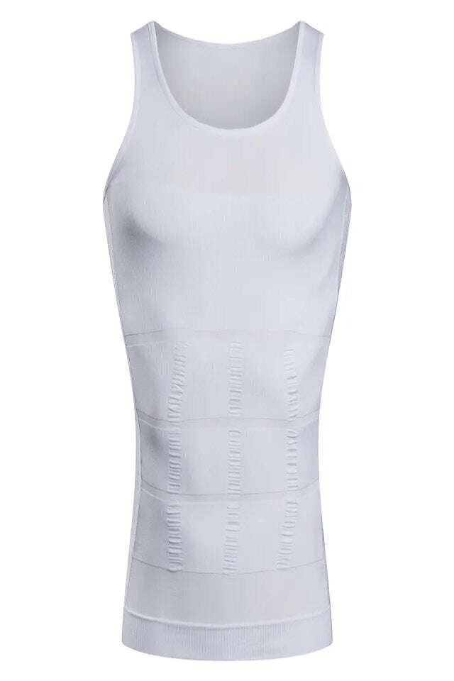 Men's Slimming Undershirt with Shaping Effect, Breathable Material, Comfortable, White, XXL