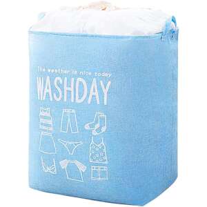 Összecsukható kosár szennyeshez és játékokhoz, Welora®, Poliészter anyag, Űrtartalom 70 l, Prémium minőség, Méretek 53 x 44 x 33 cm, Kék