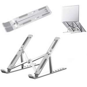 Stojan na laptop Welora z hliníka, skladací, nastaviteľný, 6 úrovní, strieborný, pre zariadenia 10-15,6 palca - Welora