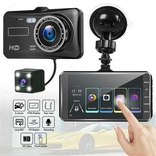 Camera auto dubla Full HD, cu TouchScreen, camera fata-spate, senzor de miscare si infrarosu - Negru