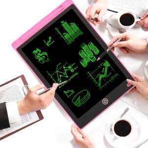 Pink LCD writing tablet for kids, 12 inch screen, lock and erase button, stylus, wireless connection, waterproof, 190 x 285 mm, drawing tablet for children, kids drawing tablet, digital drawing pad - Drawing Board