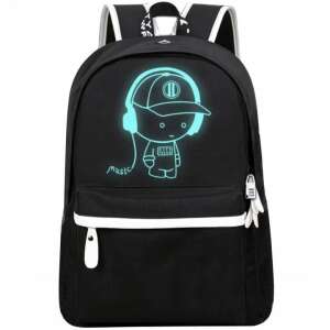 Music Boy Design Backpack, Smart Backpack, Phosphorescent, Anti-theft Protection - Black