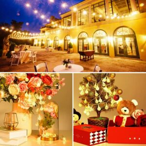 SUNNEST Kristálygolyós fényfüzérlámpa - 7m, 50 LED, Melegfehér 136477238 - Nonbrand Fényfüzér