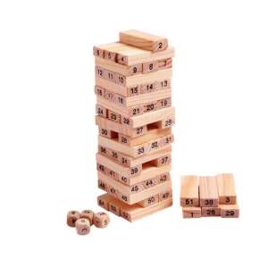 Wiss Toy Mini Jenga - Fa Kockák - 54 db + 4 Dobókocka
