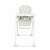 Asalvo Arzak high chair with double tray, front view, grey color, white frame