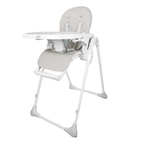 Asalvo Arzak high chair with double tray, grey color, white frame
