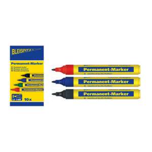 Bleispitze Permanent Marker, fekete, piros, kék, 10 darabos csomag - Marker