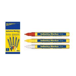 BLEISPITZ Industry-Marker fine állandó filctoll, 3 színű készlet: piros, sárga, fehér - Marker