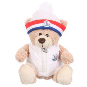 Marko plüss mackó fehér kabáttal és sapkával - Marko