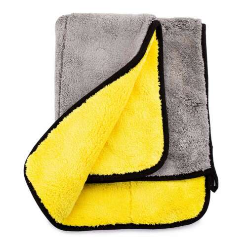 Microfiber polishing cloth 50x70cm 1600g/nm, grey and yellow, for car detailing