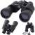 Black binoculars with 10-90x50 zoom, 3 different angles