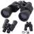 Black binoculars with 10-90x50 zoom, 3 different angles