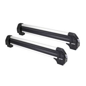 Amio sí- és snowboard tetőcsomagtartó, 760 mm hosszú, alumínium, fekete és ezüst, 4 pár síléchez vagy 2 snowboardhoz - AMiO
