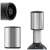 Silver vacuum wine stopper with black top, 3/4 view