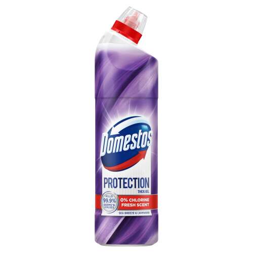 Domestos Protection Dickes Gel WC-Reiniger, 0% Chlor, Meeresbrise & Lavendel Duft, 700ml