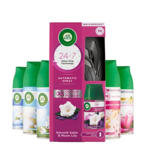 Air Wick Freshmatic utántöltő csomag Bársonyos Szatén és Éji Liliom készülékkel