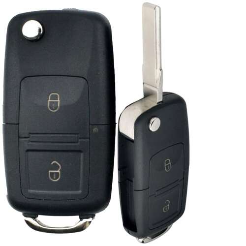 Volkswagen 2 gombos autókulcs, fekete, kulcskéssel - Autókulcs