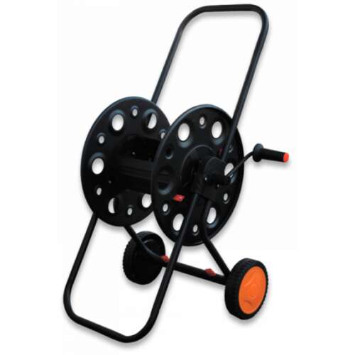 Agrati 1/2 inch 100 meter hose reel, black metal hose reel with wheels, garden hose reel