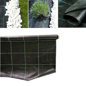 Agroszövet Fekete PPHA weed barrier fabric, black polypropylene fabric with green stripes, rolled up, 100 g/m2, 1.65 m x 50 fm, 82.5 m2 - Weed barrier fabric