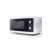 Sharp YC-MG01EW microwave oven, white and black, side view