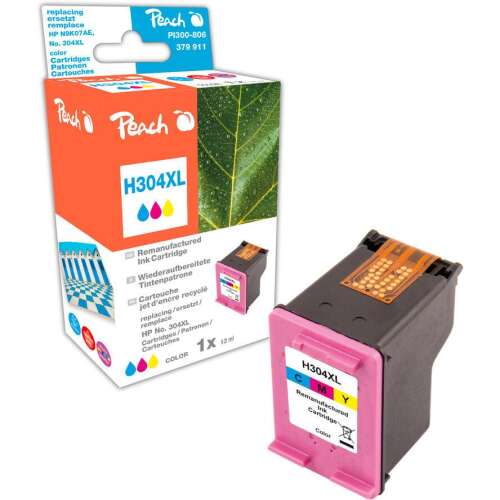 Peach H304XL háromszínű tintapatron, kompatibilis HP 304XL/N9K07AE-vel