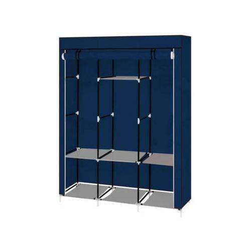 Dulap din stofă Timeless Tools de culoare albastră cu rafturi și spațiu de agățare, 130x45x170 cm