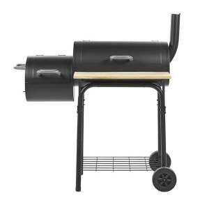 Timeless Tools 2in1 charcoal BBQ grill and smoker with wheels, black - Garden