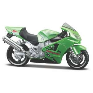 Zöld Kawasaki Ninja ZX-12R motorkerékpár modell, 1:18 méretarány - Maisto Tech