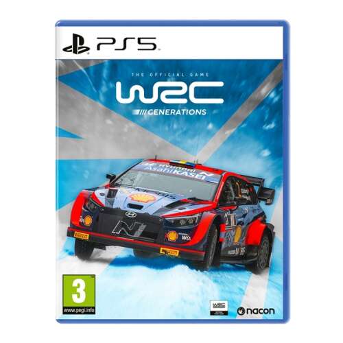 WRC Generations PS5 game cover featuring a rally car on a snowy track