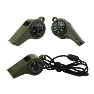 Grüne Pfeife mit Kompass und Thermometer, Überlebenskit für Camping - Wissenschaftliche und Entdeckerspiele